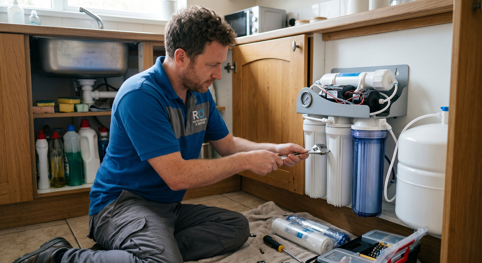 RO Technician repairing filter
